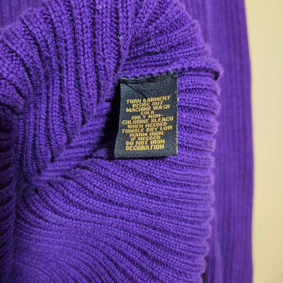 Ralph Lauren Sweater Womens M Purple Cotton Knit Long Sleeve Black Label Vintage - Picture 5 of 6